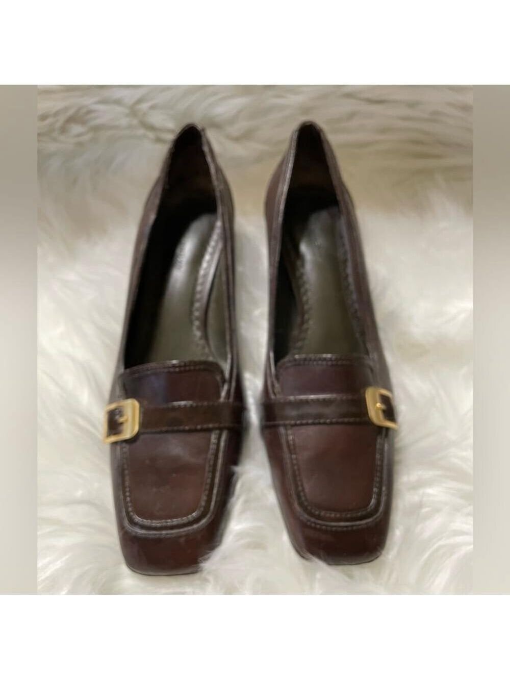 Naturalizer Brown Heels With Brass Buckle Size 7.5